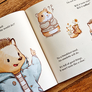 Inside pages of Hamlet Ate an Omelette